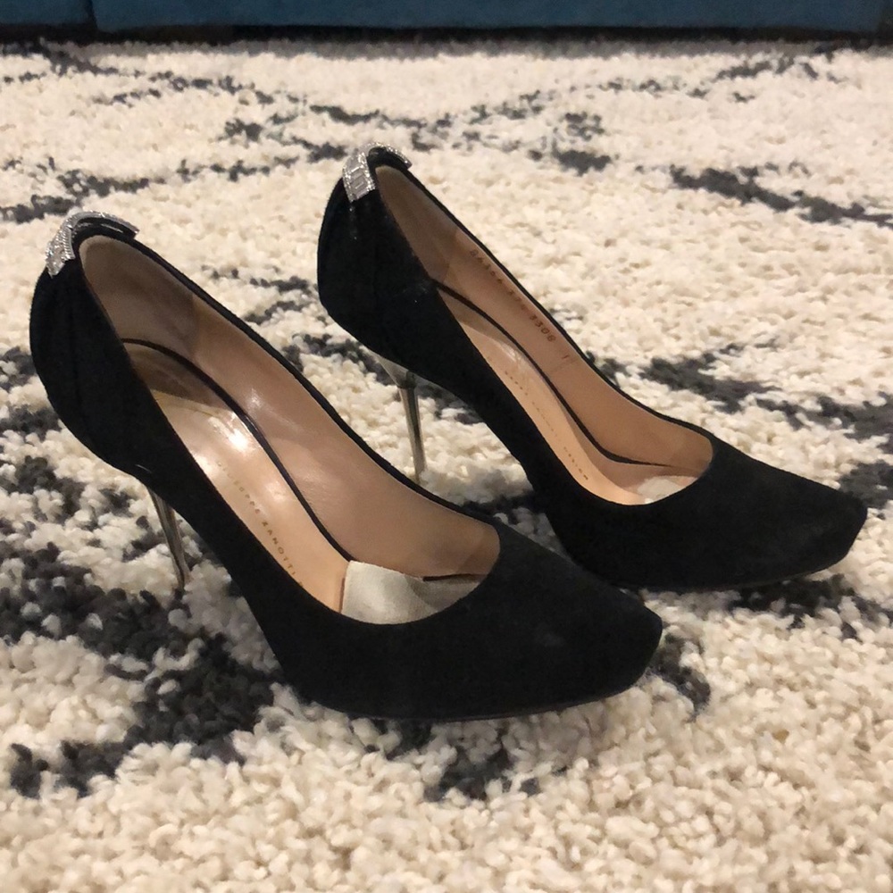 Giuseppe Zanotti Suede Black Heel Size 7.5